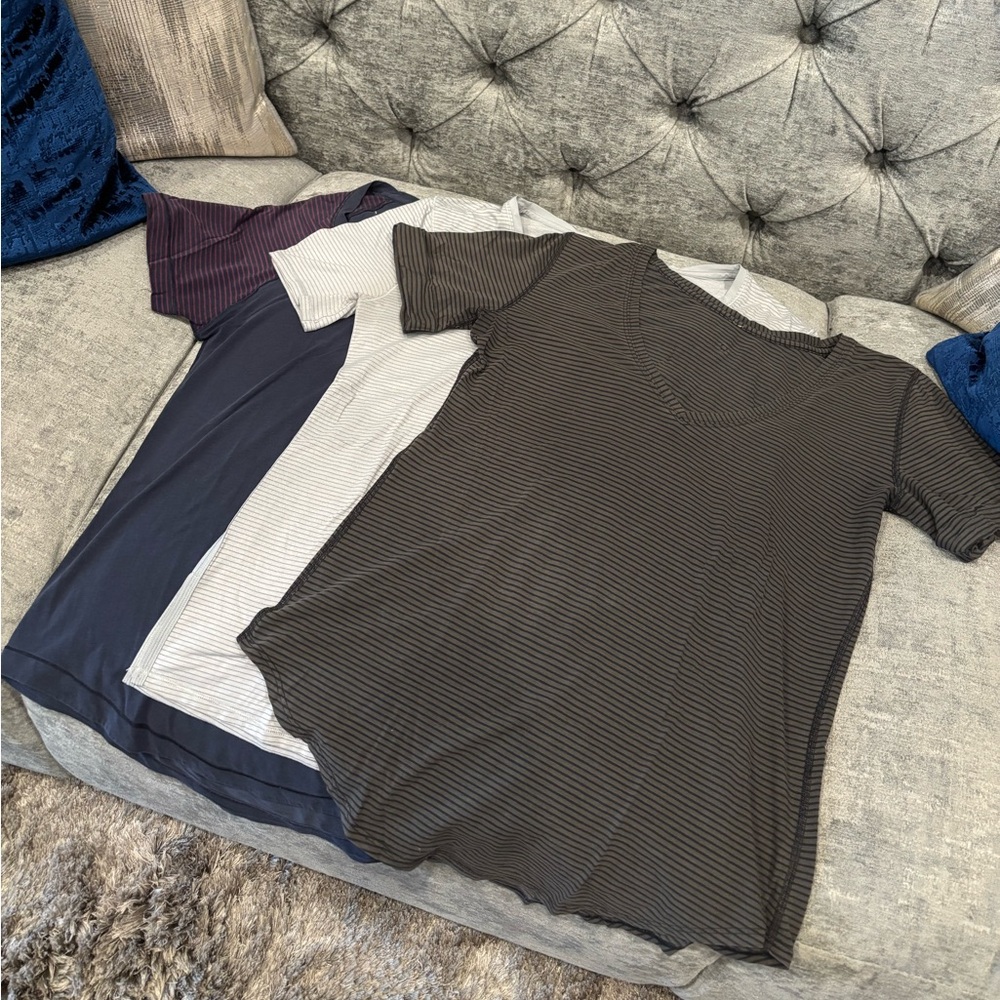 Lululemon Athletica Women’s Striped T-Shirt Collection Purple, Grey - Size 6